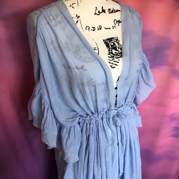 Dress bohemian butterfly sleeve pastel blue bikini cover up - Picture 9 of 12